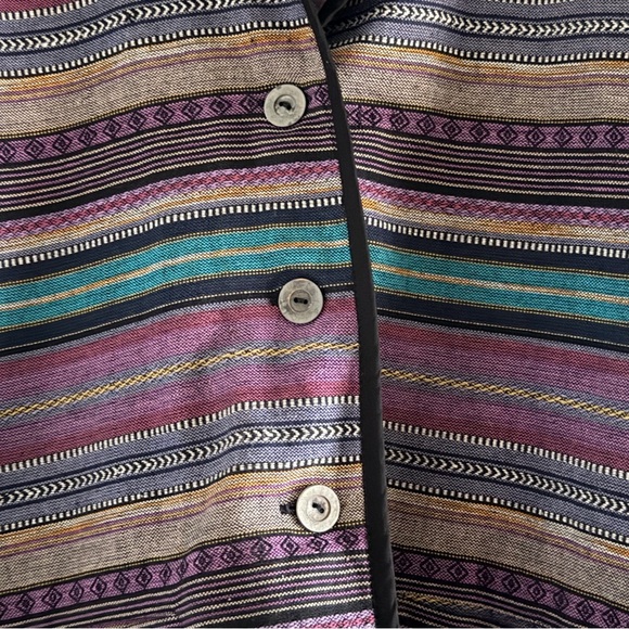 VTG LL Bean 90s Womens Small Multicolored Striped Woven Tapestry Crop Jacket‎ - Picture 3 of 7